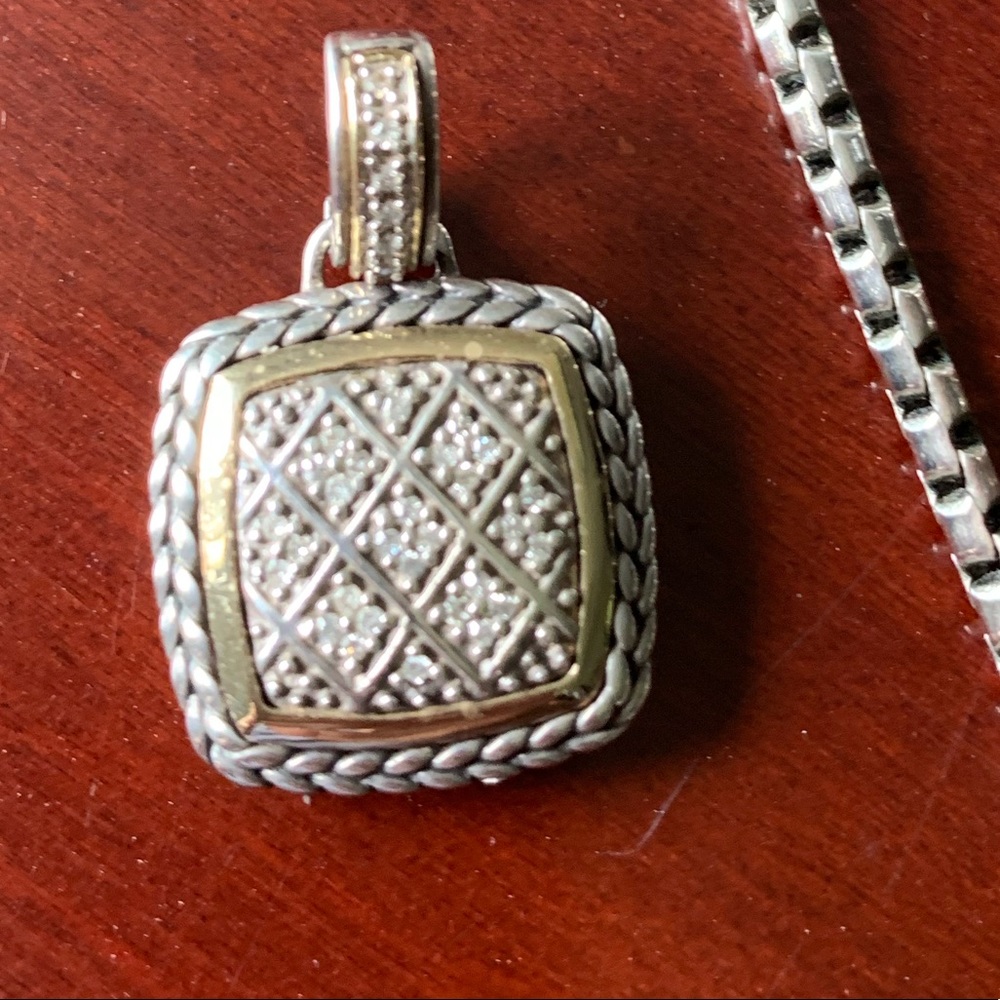 14K gold/sterling silver necklace with diamonds